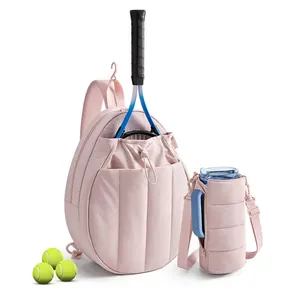 Stylische rosa gepolsterte Pickleball-Tasche und passendes Wasserflaschenhalter-Set für Sport