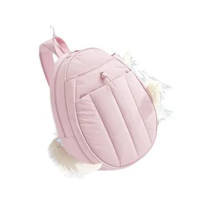 Modische leichte rosa Pickleball-Umhängetasche für Sport mit gestepptem Stoffdesign