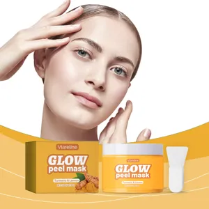 Vista detallada de la mascarilla peel-off de cúrcuma con envase y cuidado natural de la piel.