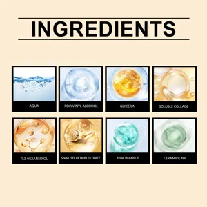 Tabla detallada de ingredientes clave para el cuidado de la piel y fórmulas activas.