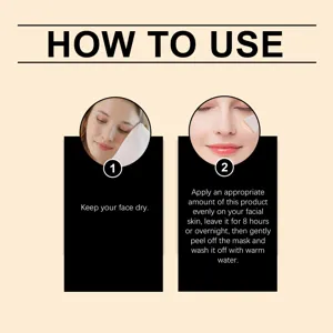 Imagen de detalle de instrucciones de mascarilla de noche de curcuma con pasos claros para cuidado.