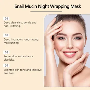 Mascarilla de noche envolvente con mucina de caracol para hidratación profunda, reparación y brillo.
