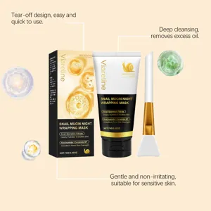 Set de Mascarilla de Noche de Mucina de Caracol VIARELINE con brocha para hidratación.
