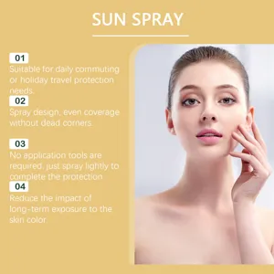 Vue détaillée du spray solaire rafraîchissant garantissant une protection uniformisée.