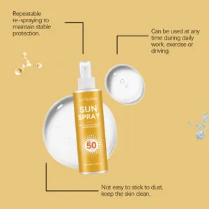 Détails du spray solaire portable, formule imperméable avec haute protection UV.