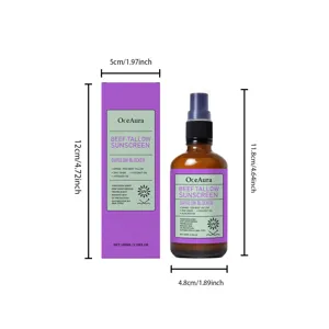 OCEAURA spray solaire de suif de bœuf détail taille 100ml hydratant rafraîchissant soin