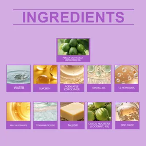 Infographie détaillée des ingrédients du spray protecteur à l'huile de coco OCEAURA pour la peau.