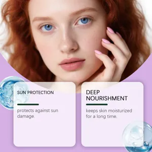 Vue détaillée du spray de soin cutané soulignant une haute protection solaire et hydratation.
