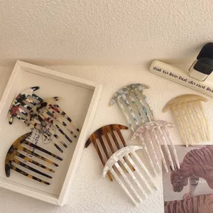 Vintage Acetate Hair Comb Tortoiseshell Marble Pattern Hair Side Comb Anti-Slip Hair Insert For Women Girls Hair Styling Tools
