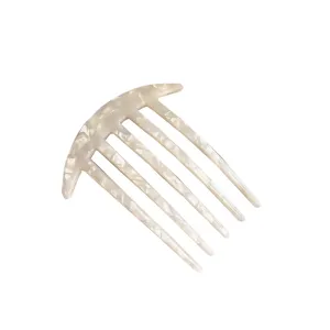 Elegant marbled white acetate hair comb fork for women styling bangs and updos jewelry