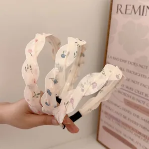 Elegant French style floral braided mesh headband accessory for women and girls