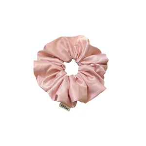 Elegant pink satin silk oversized scrunchie hair tie for vintage French style.