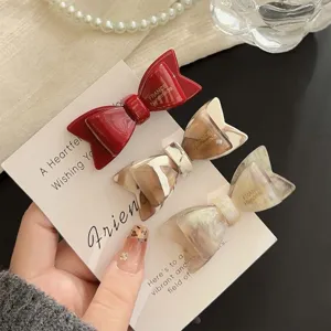 Koreanischer Stil Zweischichtige Schleife Haarklammer Acetat Entenschnabel Clip Elegante 3D Schleife Haarschmuck Damen Alltag Büro