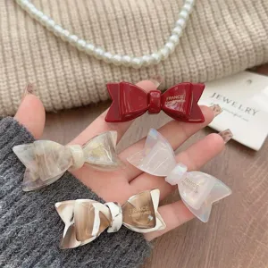 Elegante doppellagige Schleifen-Haarspangen aus Acetat in verschiedenen Farben für Damen