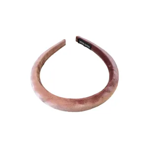 Elegant rose pink velvet padded headband for women with high crown sponge design