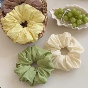 Premium Korean style solid pastel oversized fabric scrunchies for women's hair styling