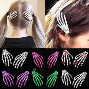 Gotische Skeletthand-Haarspangen in vielen Farben inklusive Blutspritzer und Neonfarben