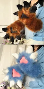 zampe di fursuit fatte a mano cosplay guanti artigli animale peluche pelliccia costume oggetti