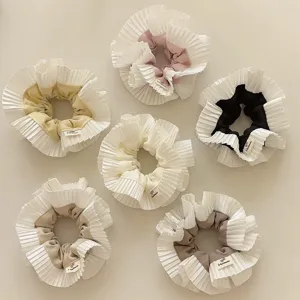 Lot de chouchous plissés en dentelle double épaisseur aux couleurs pastel variées