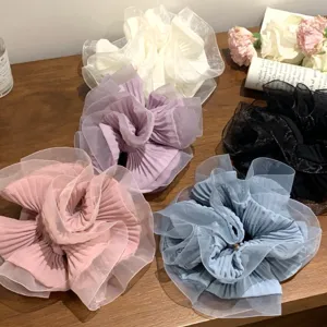 Große plissierte Organza-Haargummis im süßen Ballett-Stil für verschiedene Dutts