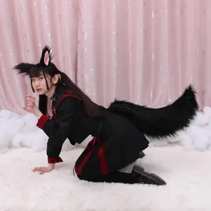 Handmade Plush Fox Tail Cosplay Costume Prop Fluffy Animal Tail With Adjustable Strap For Anime Party Dress Up