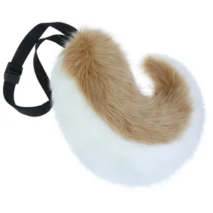 Handmade plush Shiba Inu curled tail furry cosplay accessory with black belt