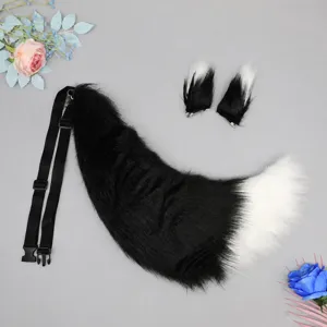 Handmade plush animal fox wolf tail and ears set cosplay costume accessory main image.