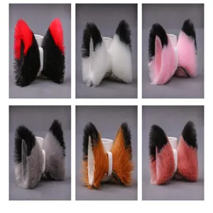 Pinces à cheveux en peluche Lolita, oreilles de chat et renard bicolores mignonnes pour cosplay.