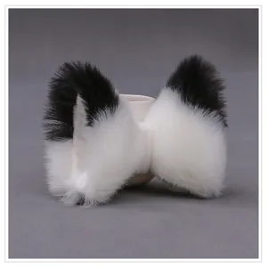 Pinces à cheveux Lolita en peluche d'oreilles d'animaux, blocs bicolores noir blanc accessoires.