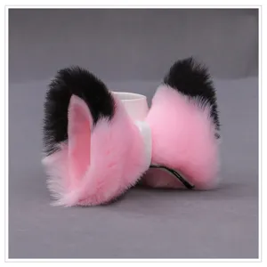 Jolies pinces à cheveux chat peluche rose et noire, fausse fourrure douce style lolita.