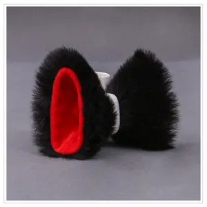 Pinces à cheveux douces oreilles de chat noir et rouge, accessoires Lolita en peluche mignons.