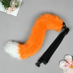 Halloween Cosplay Animal Tail Fluffy Plush Wolf Fox Cat Tail Accessory Party Dress Up Props With Adjustable Buckle
