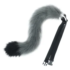 Fluffy faux fur wolf tail cosplay prop with adjustable strap for Halloween party dress up