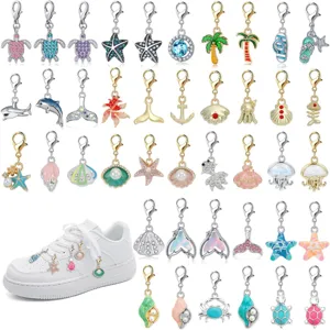 Oceaan Thema Karabijnsluiting Hangers Legering Emaille Strass Kunstparel Zeester Schildpad Schelp DIY Sieraden Accessoires Voor Armband Ketting