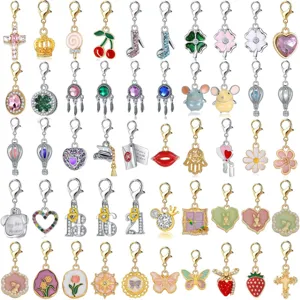 Detailed collection of various colorful lobster clasp charms for DIY accessories
