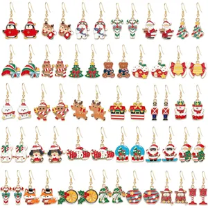 Festliche Weihnachten Tropfenohrringe Emaille Legierung Hakenohrringe Cartoon Schneemann Lebkuchenmann Rentier Für Damen Party Schmuck Geschenk