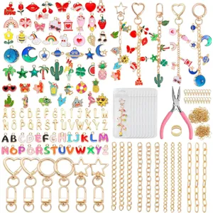 Mehrfarbige Legierung Emaille Anhänger Schlüsselanhänger Bastelset Tier Blumen Buchstaben Anhänger Für Handgemachten DIY Schmuck Bastelbedarf
