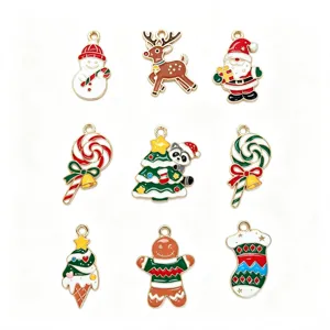 Lot de 9 breloques de Noël en émail coloré pour bijoux et loisirs créatifs