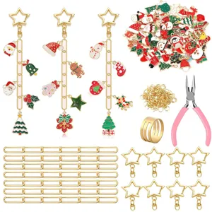 Kit Fai da Te per Portachiavi 189 Pezzi Ciondoli in Smalto di Lega Pinze Anelli Natale Oceano Set per Creazione Gioielli