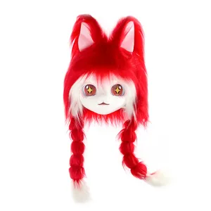 Masque de lapin Furry KIG cosplay perruque en peluche tresses mignonnes costume anime
