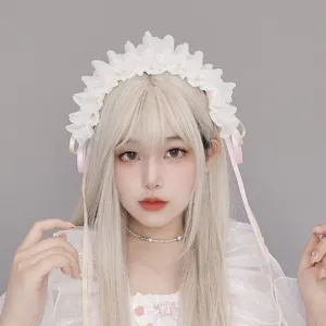 Χειροποίητη στέκα μαλλιών Lolita δαντέλα λευκή χαριτωμένη αξεσουάρ μαλλιών για κορίτσια