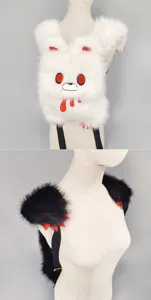 Sac à dos en peluche gothique ours Y2K style sombre sac à bandoulière avec yeux rouges mignons.