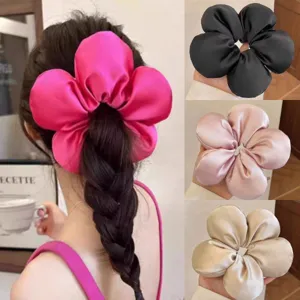 Süße Blumen Haargummis Schwamm Satin Haarband Pferdeschwanzhalter Süße Urlaub Haarschmuck Für Frauen Mädchen