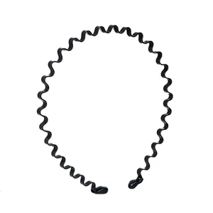 Diadema profesional de metal negro ondulada para deportes y peinado del cabello