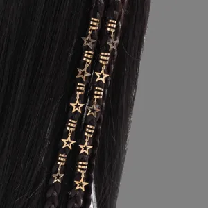 Set di anelli per capelli a stella cava dorati per acconciature intrecciate da festival