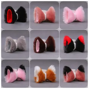 Lolita Peluche Animal Oreille Clips Mignon Bloc de Couleur Chat Renard Oreilles Épingles à Cheveux Doux Accessoires de Coiffure
