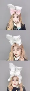Sweet Lolita fluffy bunny ears hair hoop bow lace headband cute hair accessory style cute KC hairband.
