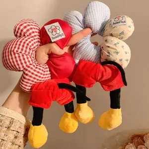 Cartoon Charakter Stil Plüsch Blumen Haargummi Punktmuster Floral Großes Haargummi Süßes Animiertes Design Haarschmuck Für Damen Mädchen