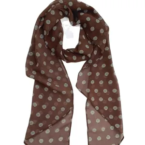 Pañuelo marrón con lunares para mujer, accesorio ligero de cuello
