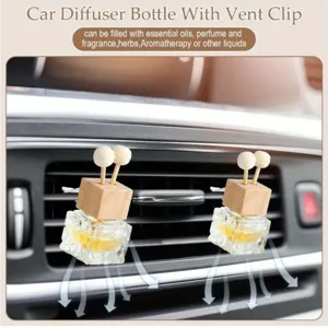 Car diffuser bottle with vent clip, clear glass essential oil aromatherapy bottle for auto.